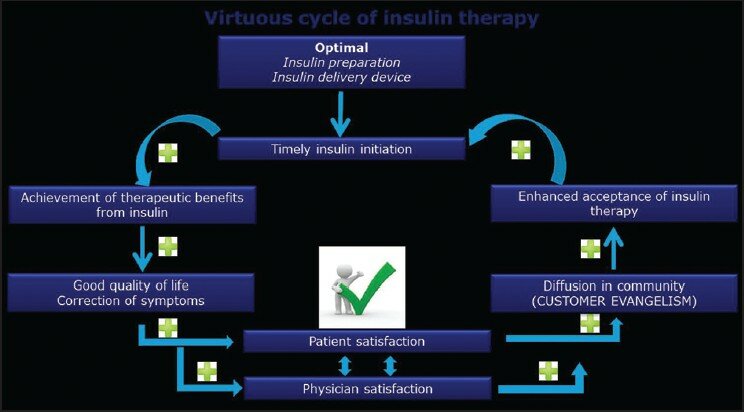 Figure 1: The Virtuous cycle of diabetes care, as applied to insulin therapy